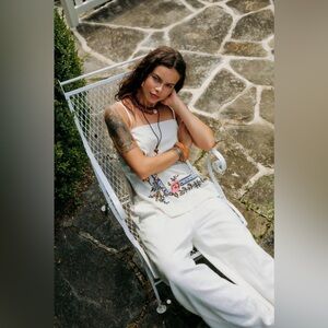 Free People White Floral Jumpsuit